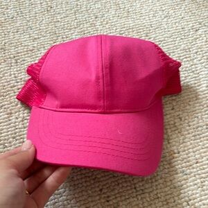 C.C Hot Pink hat with pony tail spot.